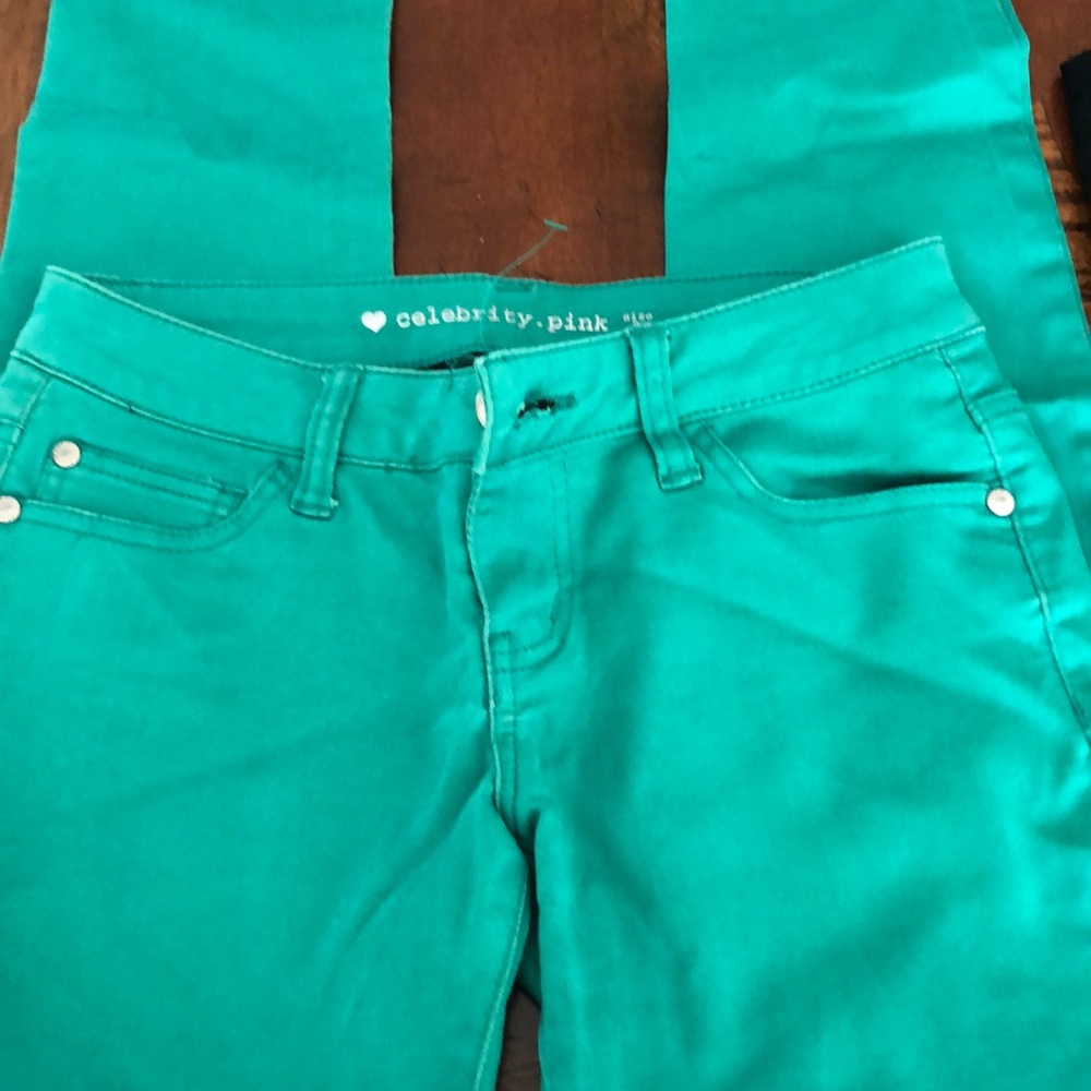 Celebrity Pink Stretch Jeans - Kelly green Sz 3